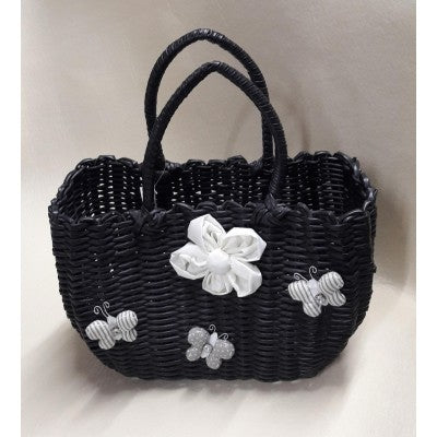 Borsa Di Plastica Intrecciata Nera