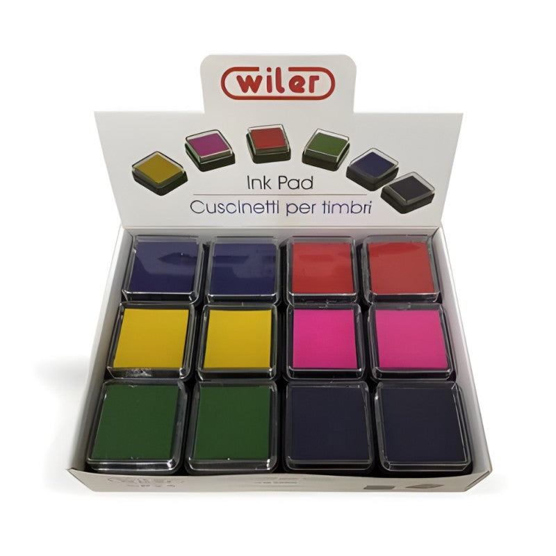 24 Cuscinetti Per Timbri 6 Colori 24x24mm - Wiler