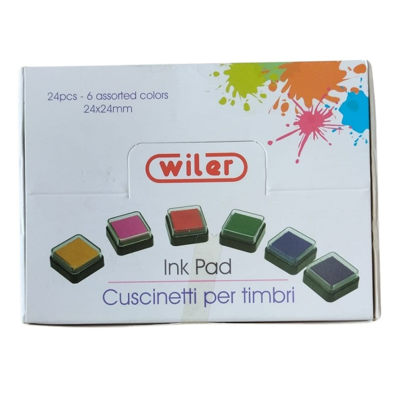 24 Cuscinetti Per Timbri 6 Colori 24x24mm - Wiler