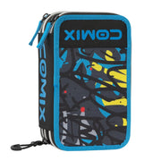 Astuccio 3 Zip Comix WBS Graffiti Completo – Nero/Blu