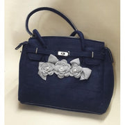 Borsa In Feltro Blu Con Fiori