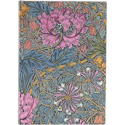 Paperblanks | 2025 Morris Caprifoglio Rosa | 18 Mesi Flexis | Midi | Settimanale Orizzontale