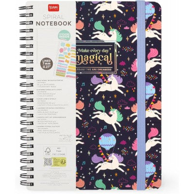 Legami - Quaderno A Righe Con Spirale Large - Formato A5, Spiral Notebook, 15 X 21 Cm, Tema Unicorn