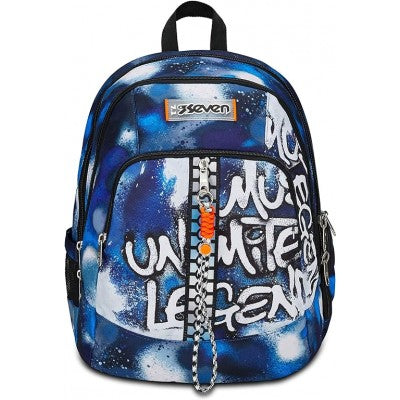 Zaino Seven Retrocolor Con Usb Plug Integrato – Blu