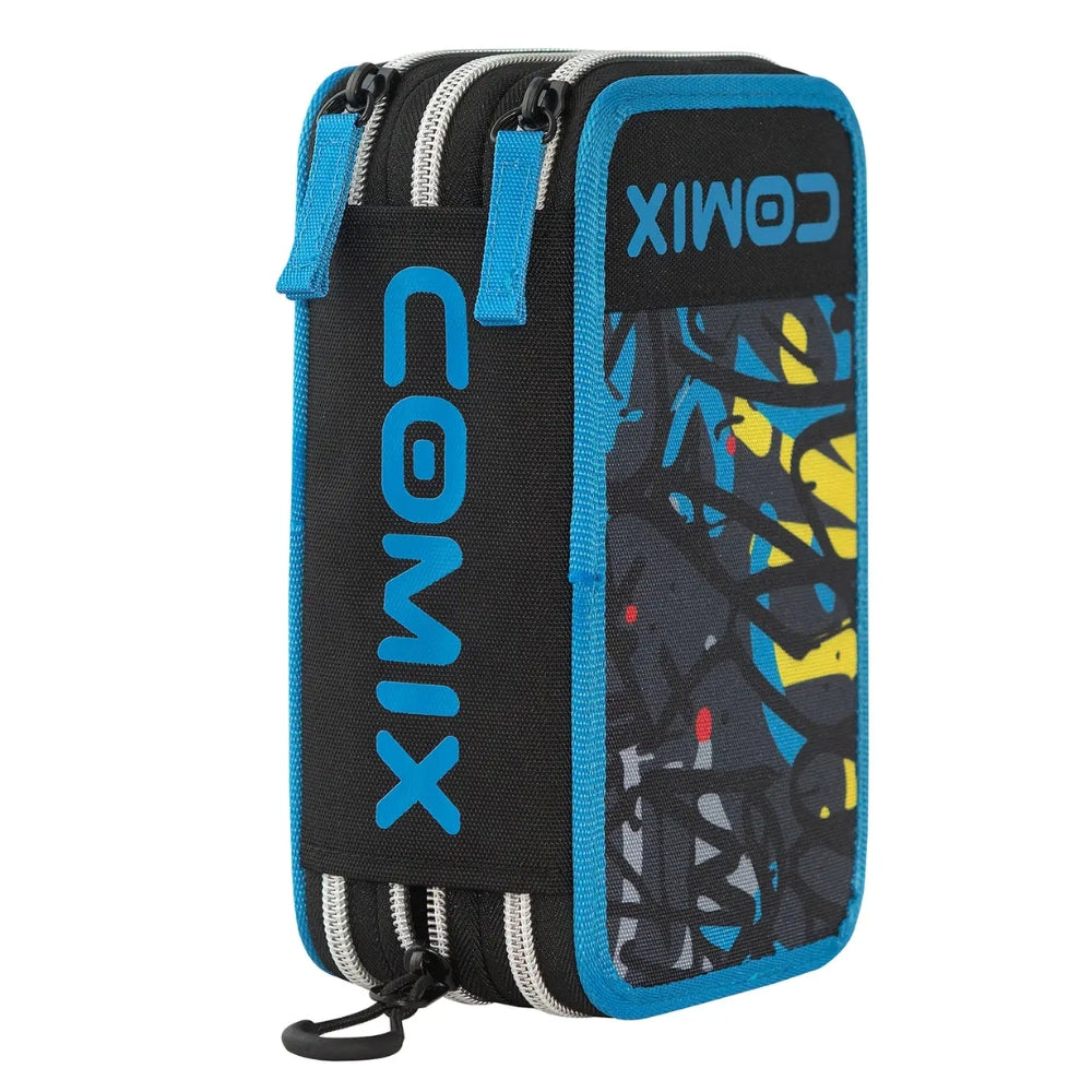 Astuccio 3 Zip Comix WBS Graffiti Completo – Nero/Blu