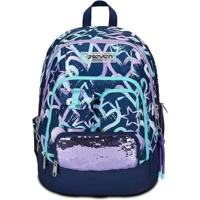 Seven Zaino Scuola Advanced, Crystal Purple, Viola Blu