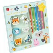 Set 5 Matite + 5 Gomme + 1 Temperino Gli Animaletti