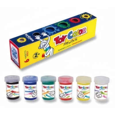 Tempera A Dita Toy Color 6 Vasetti 25ml Colori Assortiti