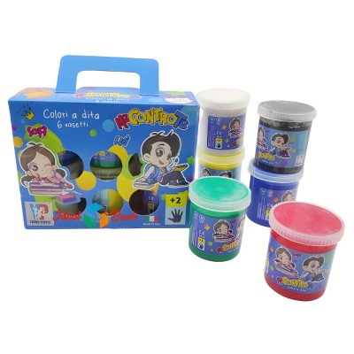 Colori A Dita Me Contro Te 6 Vasetti Da 80ml Colori Assortiti