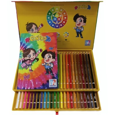 Cassettiera 2 Piani Con 48 Pastelli E Quaderno Me Contro Te