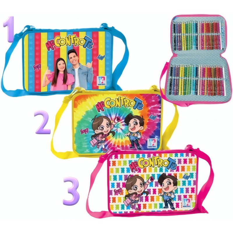 Tracolla Maxi Astuccio Con 48 Pastelli E Quaderno Creativity Me Contro Te