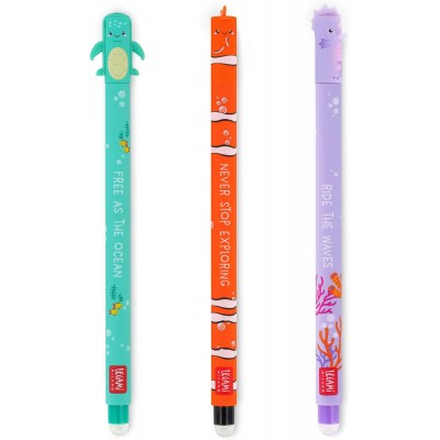 Legami - Set Di 3 Penne Gel Cancellabili, Under The Sea, Punta 0,7 Mm