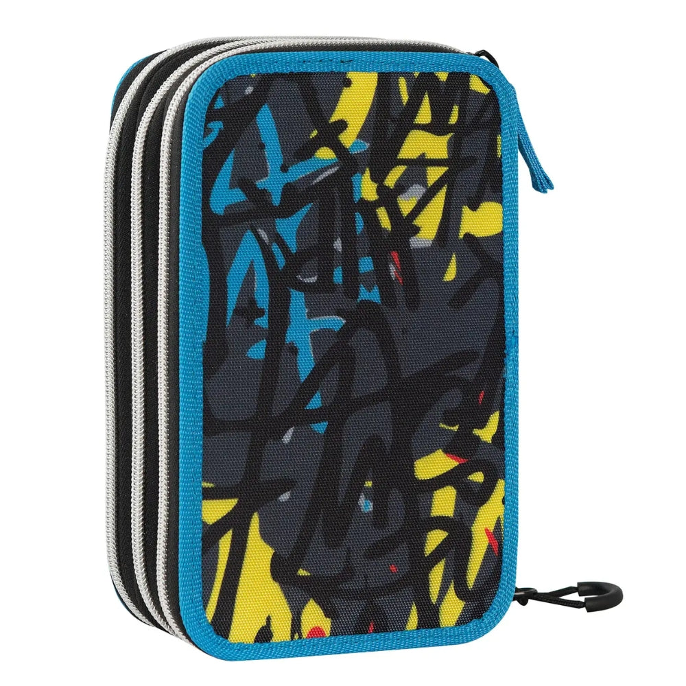 Astuccio 3 Zip Comix WBS Graffiti Completo – Nero/Blu