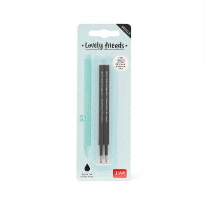 Set Di Due Refill Per Penna Gel - Lovely Friends Black - Legami