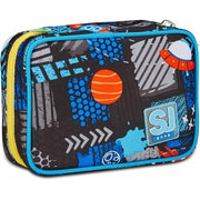 Sj Gang Astuccio Scuola Speed Pad, Blu, Portapenne Mono Scomparto Con Plance Amovibili E Penne, Matite, Colori