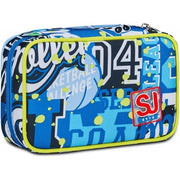 Sj Gang Astuccio Scuola Speed Case, Blu, Portapenne Mono Scomparto Con Plance Amovibili E Penne, Matite, Colori