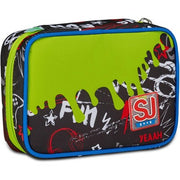 Sj Gang Astuccio Scuola Speed Pad, Verde Nero, Portapenne Mono Scomparto Con Plance Amovibili E Penne, Matite, Colori