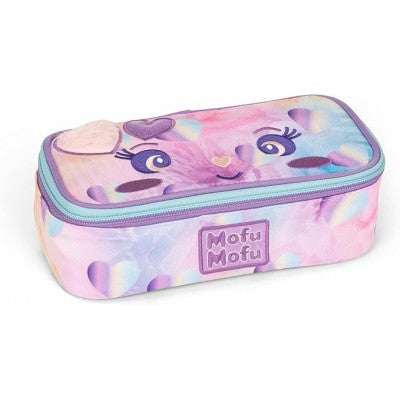 Mofu Mofu - Astuccio Ovale, Con Divisorio Interno E Passanti Elastici, Pratica Chiusura A Zip, 22x7,5hx11 Cm, Lilla