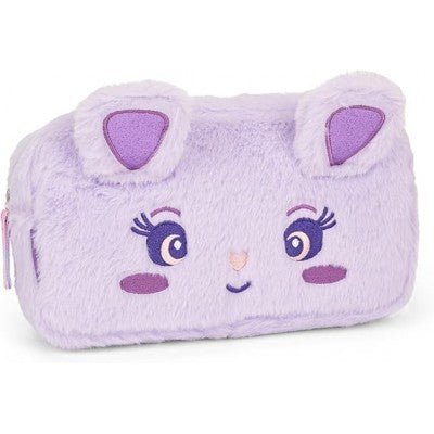 Mofu Mofu - Astuccio Busta Portatutto Ufficiale Con Pratica Chiusura A Zip E Dettagli Fluffy, 22x5hx12 Cm, Lilla