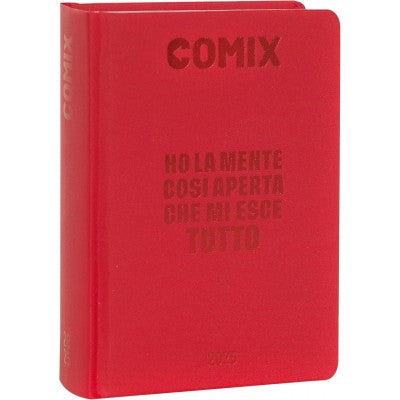 Comix - Diario Scuola 2024-2025 Mignon Giornaliero, Con Copertina Rigida, Ideale Per La Scuola Superiore, 9x12.5h Cm, Rosso