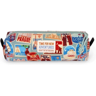 Legami - Astuccio, Chiusura A Zip, Realizzato Da Plastica Riciclata, Resistente, Pratico, 22x6 Cm - Travel Stickers