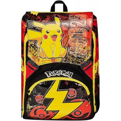 Seven Zaino Estensibile Pokemon - Pikachu, Giallo Rosso - Zaino Doppio Scomparto Sdoppiabile Con Tasca Porta Borraccia