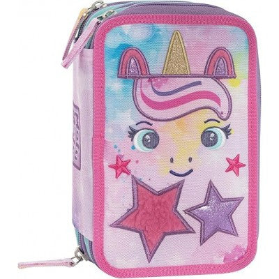 Astuccio 3 Zip Mofu Mofu Unicorno Lilla