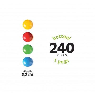 Bottoni Tondi L Pegs 240 Pz – Fantacolor Junior – Quercetti 12435