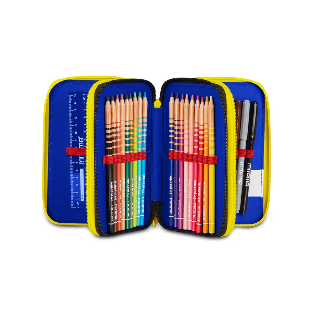 Seven Astuccio Scuola 3 Zip Sonic, Blu, Triplo Scomparto, Portapenne Attrezzato, Contenuto 44 Pezzi