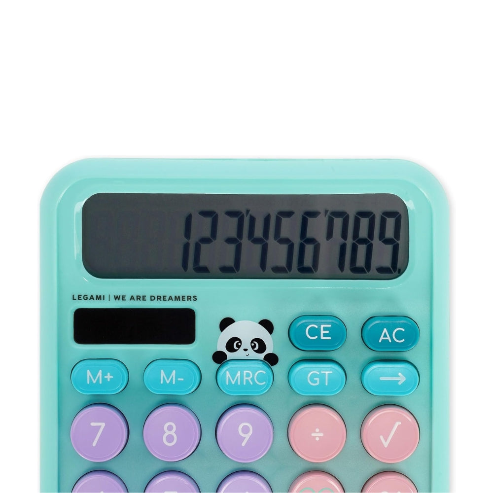 Calcolatrice da Tavolo Calcoolator Tema Panda Legami, Calcolatrice Solare a Doppia Alimentazione