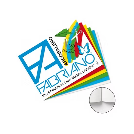 Fabriano F3 Album da Disegno 24 x 33 cm – 10 Fogli Colorati – 140 g/m² – Arcobaleno
