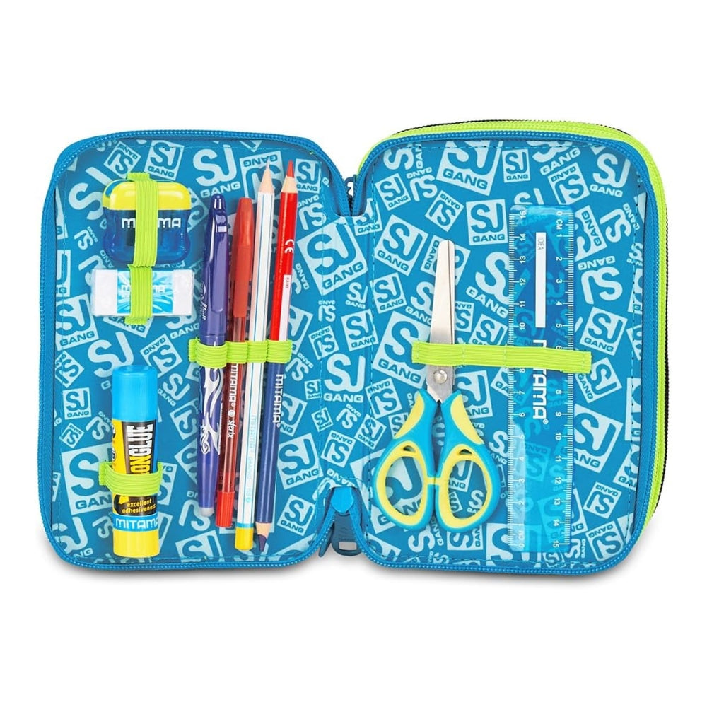 Astuccio Completo 3 Zip SJ Gang Led Look - Blu/Lime