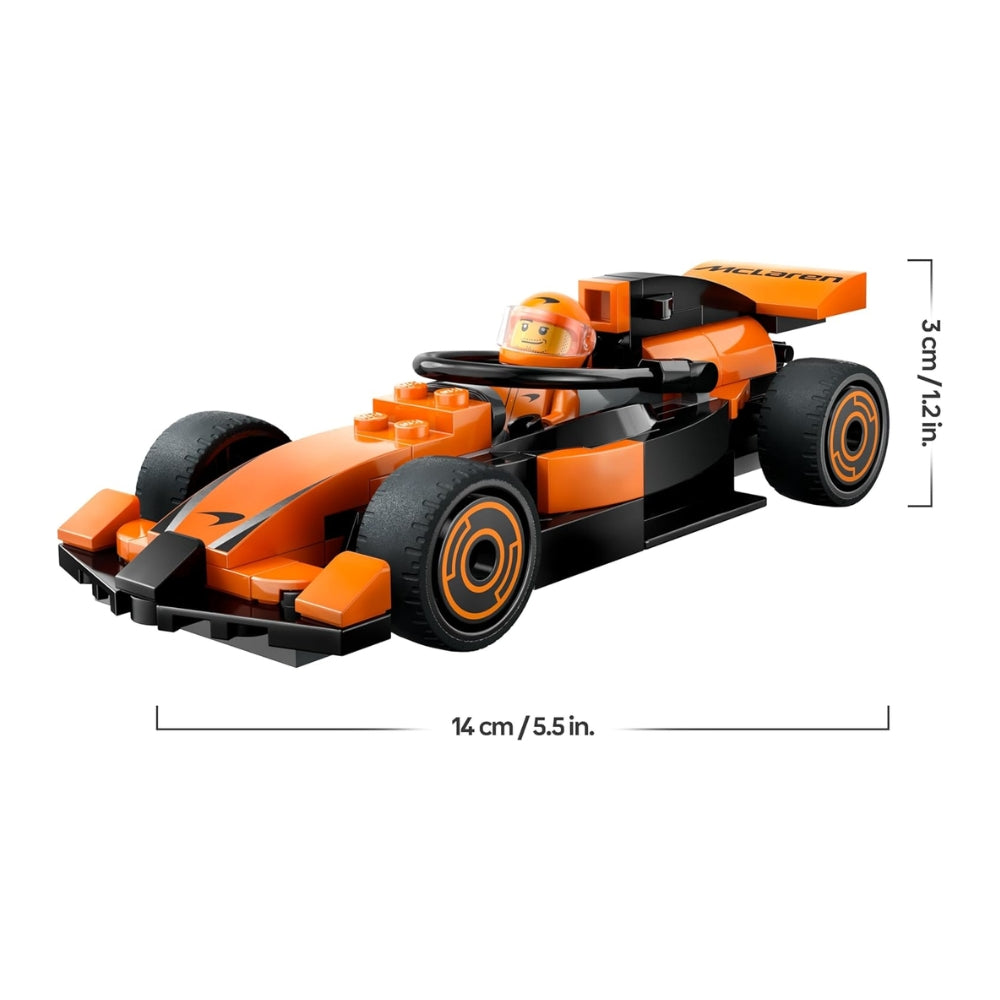 LEGO City Pilota e Monoposto McLaren F1 - Modello di Macchina Giocattolo da Formula 1 con Minifigure - Idea Regalo per Bambini e Bambine da 6 Anni in su o per Adulti Fan delle Auto da Corsa - 60442