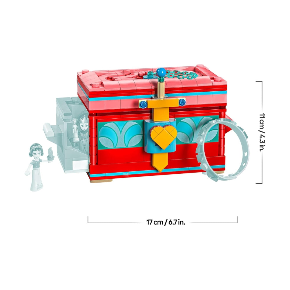 LEGO ǀ Disney Portagioie di Biancaneve - Giocattolo da Principesse con Coperchio, Braccialetto Indossabile e Mini Bamboline di Biancaneve e Regina Cattiva - Regalo per Bambine 6+ Fan del Film - 43276