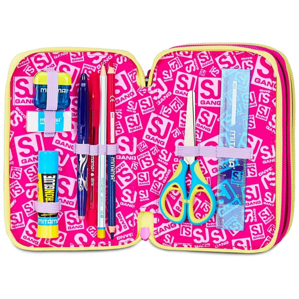 Astuccio Completo 3 Zip SJ Gang Game Led Girl - Fucsia/Rosa
