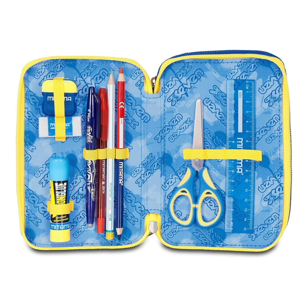 Astuccio Completo 3 Zip Seven Hidden Spot Boy - Blu/Giallo