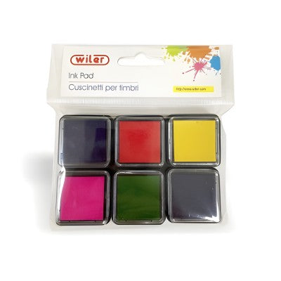 6 Cuscinetti Per Timbri 24x24mm Colori Assortiti