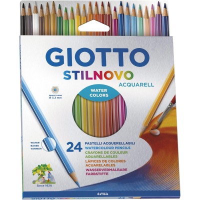 Giotto 255800 Pastelli Acquerellabili Stilnovo, 3.3 Mm, Confezione Da 24