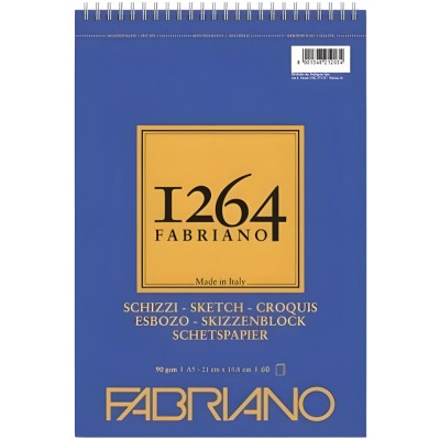 Fabriano Blocco 1264 Schizzi Spiralato Lato Corto 90gsm - A5 - 60 Fogli