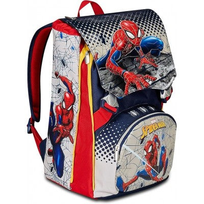 Seven Zaino Scuola Estensibile Spider-man Webbed Wonder, Blu Rosso - Doppio Scomparto Sdoppiabile - Disney Marvel
