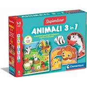 Sapientino Animali 3in1 - Tessere Sagomate Mamme Cuccioli E Schede Illustrate