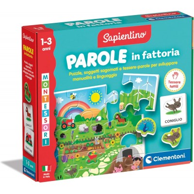 Sapientino Montessori Parole In Fattoria Flashcards, Puzzle, Schede Educative - Clementoni