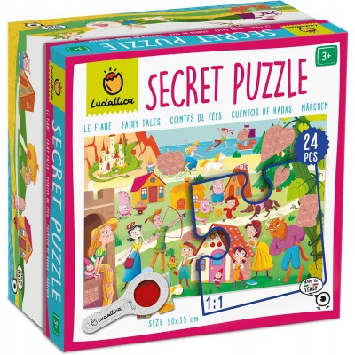 Ludattica - Secret Puzzle 24 Maxi Pezzi Le Fiabe| Formato 50x35 Cm