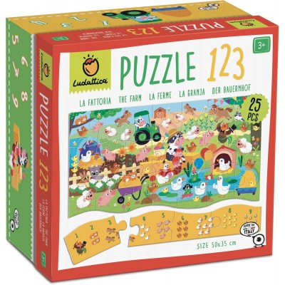 Ludattica - Puzzle 123 La Fattoria - Puzzle 25 Pezzi Bambini 3+