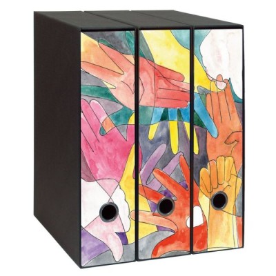 Set 3 Raccoglitori Image Donne - Multae Manus - Formato Protocollo - Dorso 8 Cm