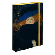 Scatola Progetti Con Elastico Image - Dorso 5 Cm - 33x25 Cm - G.klimt - Signora Con Cappello E Boa Di Piume