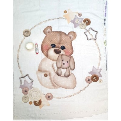 Pannello Copertina In Pile E Cotone Cm 70x90 Con Stampato Orsetto Baby