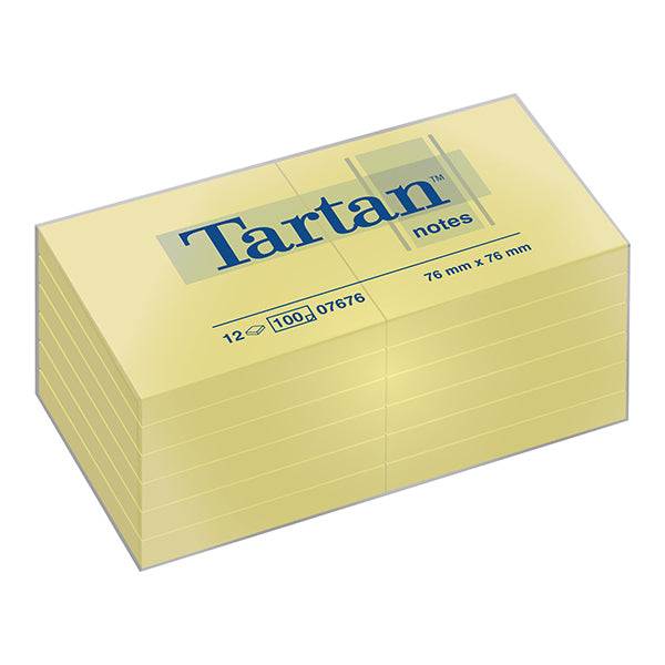 Blocco foglietti - giallo pastello - 76 x 76mm - 63gr - 100 fogli - Tartan