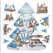 Panno Kraft 3d - Tessuto Stampato 45x45 Cm - Villaggio Sulla Neve - Art. Past003 - Renkalik