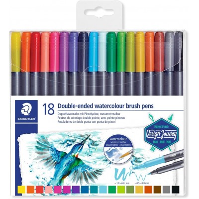 Set 18 Pennarelli Brush Acquerellabili A Doppia Punta Fine E Pennello - Staedtler